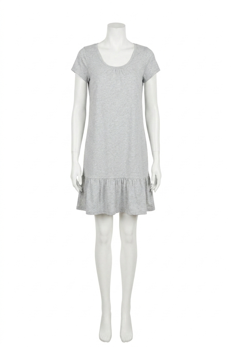 NEW BOBI short sleeve ruffle hem dress in h. grey